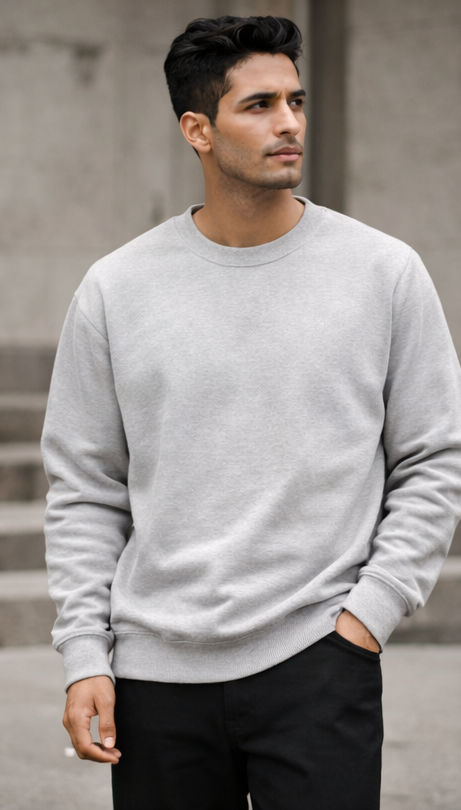 Men's Grey Crew Neck Sweatshirt
