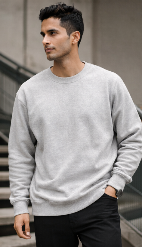 Men's Grey Crew Neck Sweatshirt